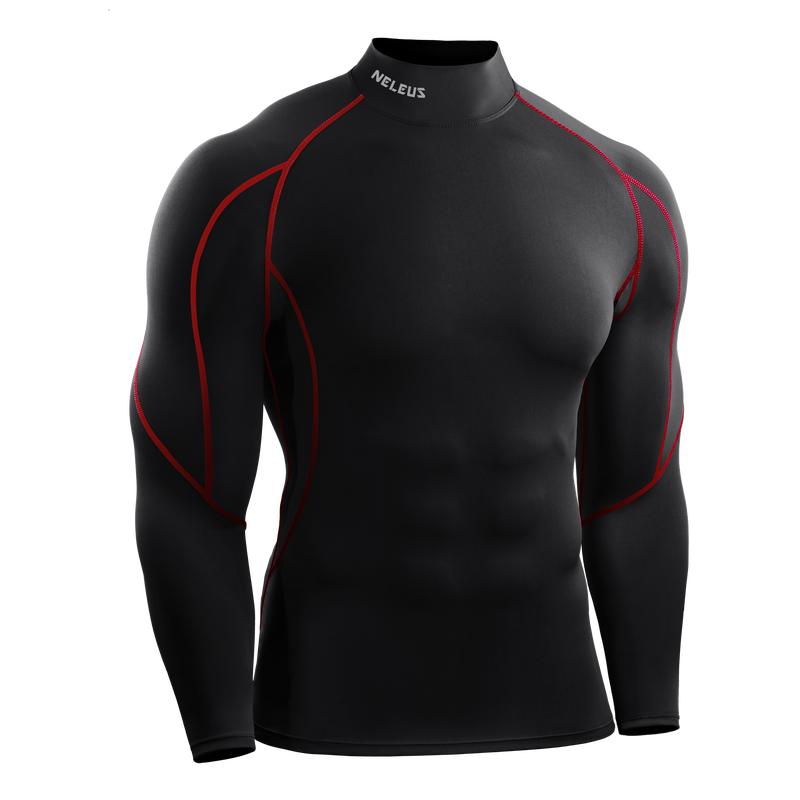 NELEUS Men's Athletic Compression Shirts, Dry Fit Mock Neck Shirts sport running