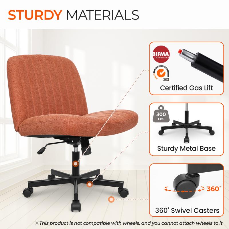 Cross-legged chair, with its wide seat filled with high-density sponge, orange