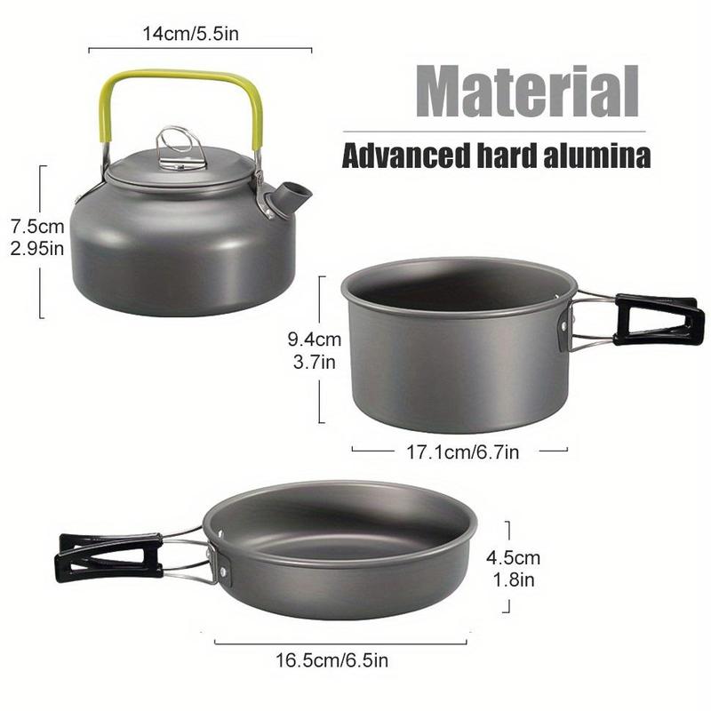 Camping Cooking Set, 3 Counts set Lightweight Camping Cookware Set, Including Pot, Frying Pan & Kettle, Outdoor Cooking Set for Hiking, Backpacking & Picnic