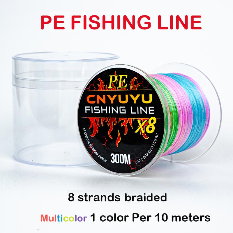 8X Braided PE Fishing Line Multicolor 328Yds 300M Zero Stretch Abrasion Resistant Extra Visibility Fishing Braid for Saltwater Freshwater Fishing Gift