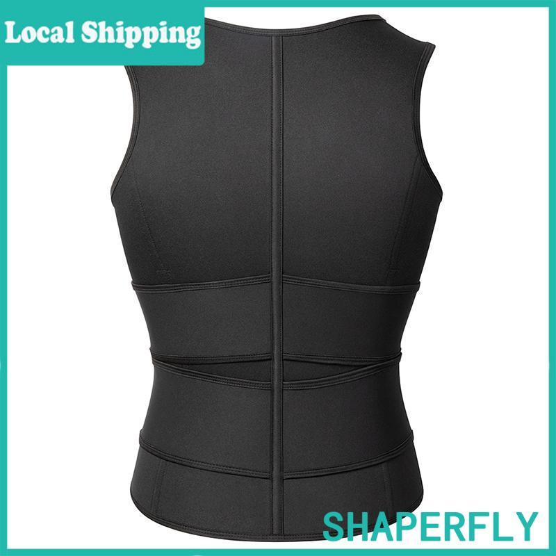 Men Neoprene Sauna Zipper Waist Trainer Corset Vest Belly Trimmer Compression Body Shaper Shirts Belt Faja Shapewear