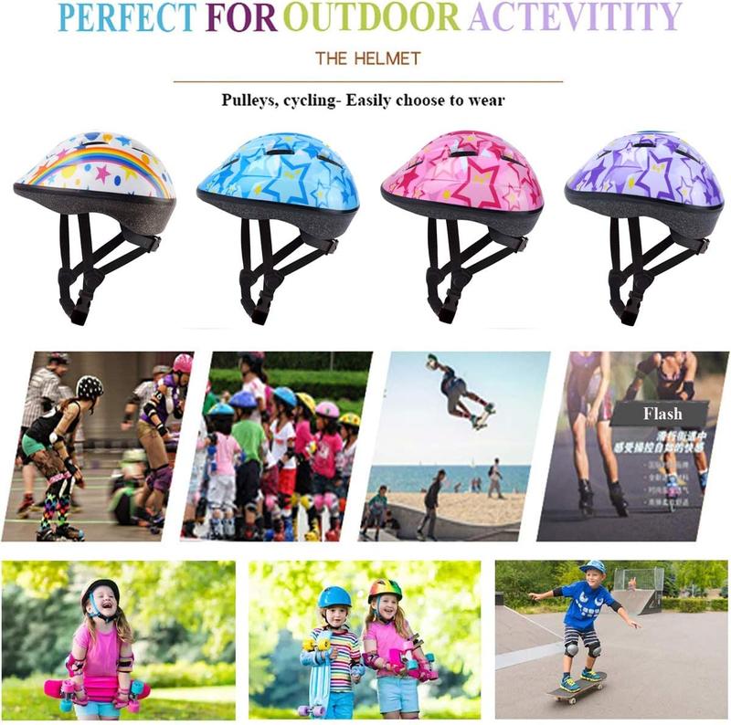 Kids Helmet Adjustable for Kids Ages 3-8 Years Old Boys Girls, Toddler Helmet with Protective Sports Gear Set Knee Elbow Pads Wrist Guards for Cycling Skateboard Scooter