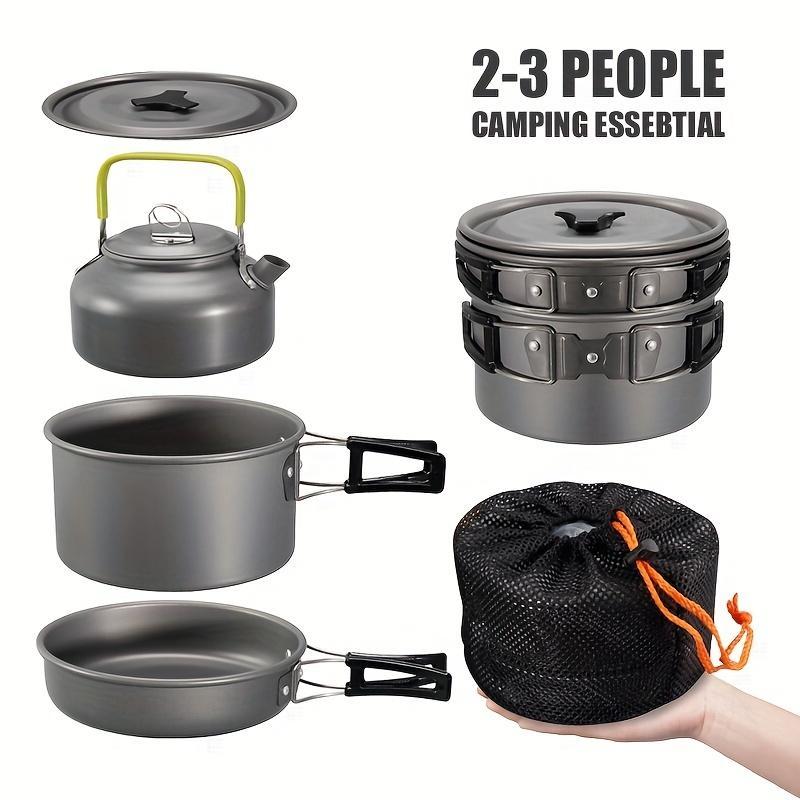 Camping Cooking Set, 3 Counts set Lightweight Camping Cookware Set, Including Pot, Frying Pan & Kettle, Outdoor Cooking Set for Hiking, Backpacking & Picnic