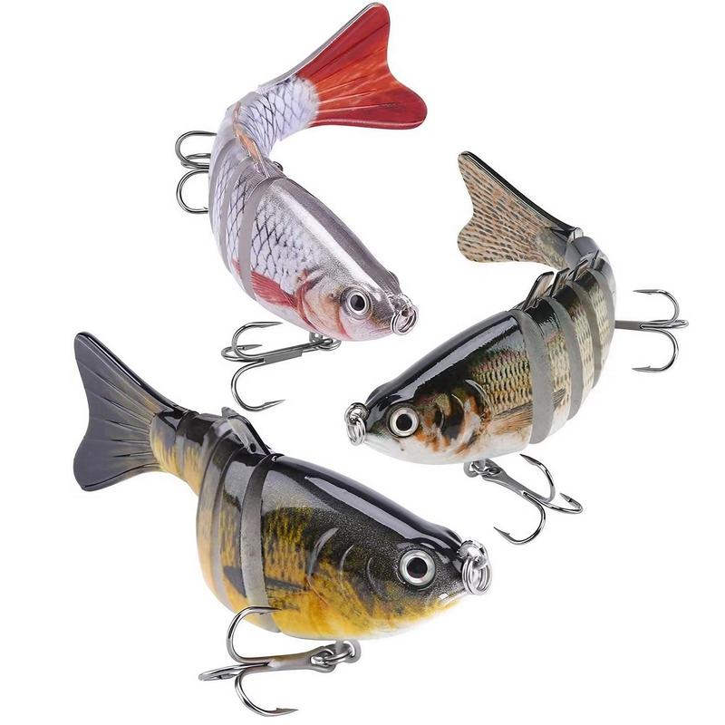 Artificial Fishing Lure, 1 5 Counts Multi Jointed Swimbait with Hook, Rotating Lifelike Fishing Bait, Fishing Accessories for Freshwater & Saltwater