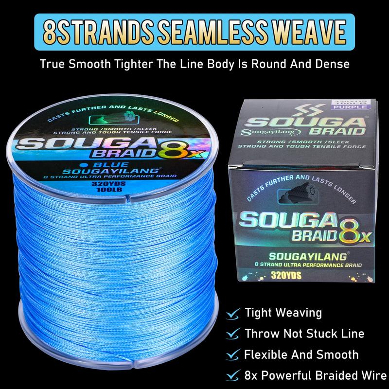 Sougayilang fishing line-320 yards - Abrasion Resistant Braided Lines – Incredible Superline – Zero Stretch – Smaller Diameter – A Must-Have!