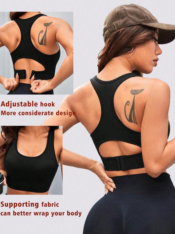 Women's Plain Cut Out Backless Sports Bra, High Stretch Seamless Comfy Breathable Push Up Sports Bra for Gym Fitness Yoga Workout, Ladies Sportswear