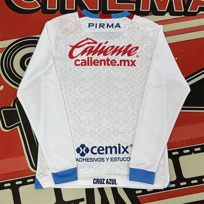 2425  Cruz azul White Away long sleeved Top Retro Soccer Jerseys Quick Dry Fans Edition LIGA MX