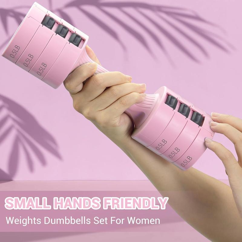 Adjustable Dumbbells Hand Weights Set:  5 lb Dumbbells Set of 2 Each 2lb 3lb 4lb 5lb Free Weights Fast Adjust Weight 4 In 1 Weights Dumbbells Set for Women Men Home Gym Exercise Training