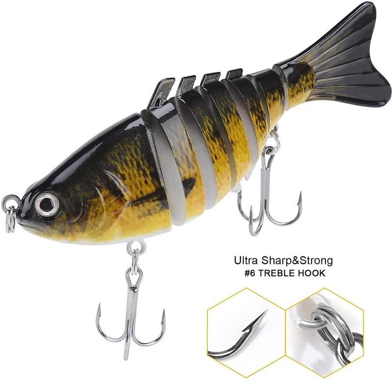 Artificial Fishing Lure, 1 5 Counts Multi Jointed Swimbait with Hook, Rotating Lifelike Fishing Bait, Fishing Accessories for Freshwater & Saltwater