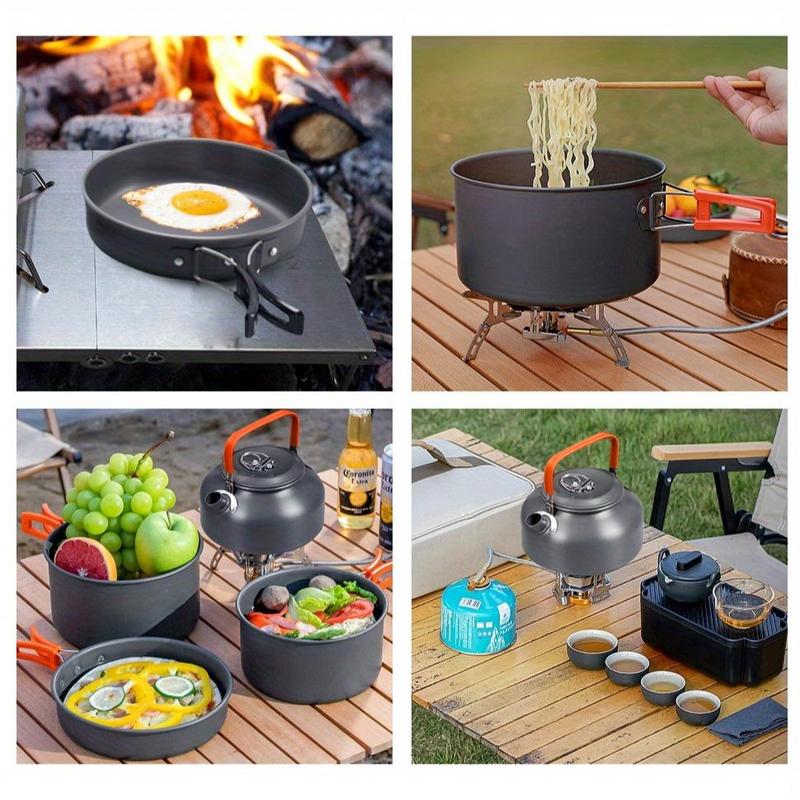 Camping Cooking Set, 3 Counts set Lightweight Camping Cookware Set, Including Pot, Frying Pan & Kettle, Outdoor Cooking Set for Hiking, Backpacking & Picnic