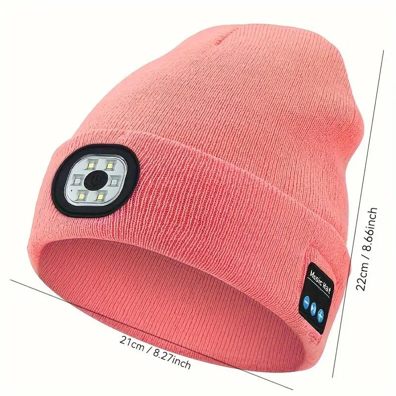 Bluetooth Beanie with LED Headlight and Removable Speakers,Knit warm winter Hat for Music and Calling,sport,outdoor,Unisex Christmas Birthday Gift