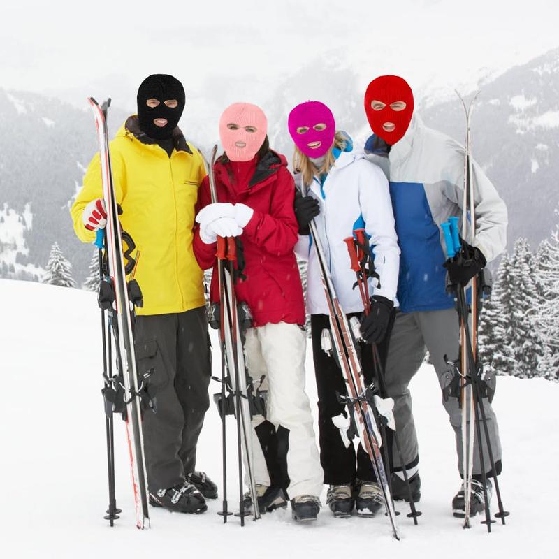 3 Hole Winter Knitted Mask, Full Face Cover Ski Scarf Mask Warm Balaclava for Adult Skiing, Motorcycle,Wind Protection