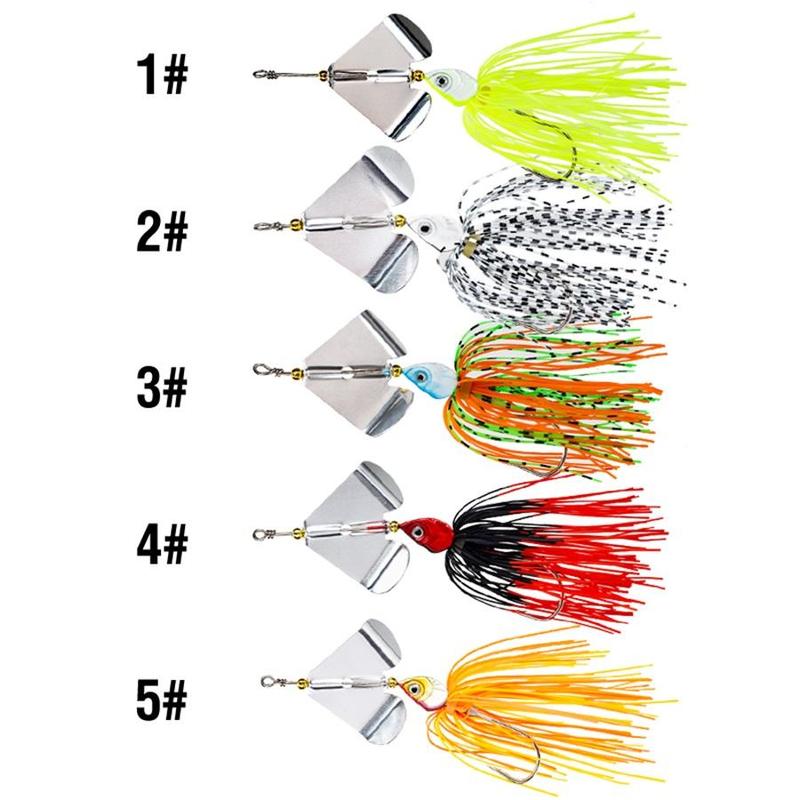 Spinner Fishing Lures, 5 Counts Colorful Artificial Fishing Bait with Hook, Fishing Accessories (Blocking Bead Color is Random), Flyfishing, Solocamping, picnicaesthetic