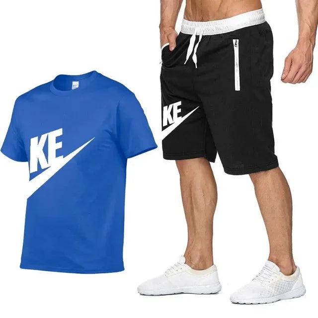 Summer Sets Men's T-shirt + Shorts Suit Brand Short Sleeve Set Printed Cotton Tshirts Jogging Sweatpants Male Sportswear 2024