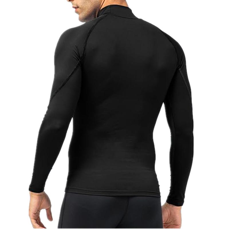 Mens Mock Turtleneck Compression Shirt Long Sleeve Dry Fit UV Protection Cool Shirts Athletic Running Shirt