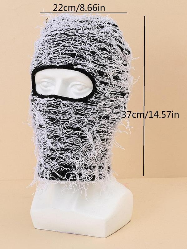 2023 Fashion Winter Anti-wind Fluffy Beanie Hat, Balaclava Distressed Knitted Full Face Ski Mask, Outdoor Sports Neck Gaiter for Staying Warm