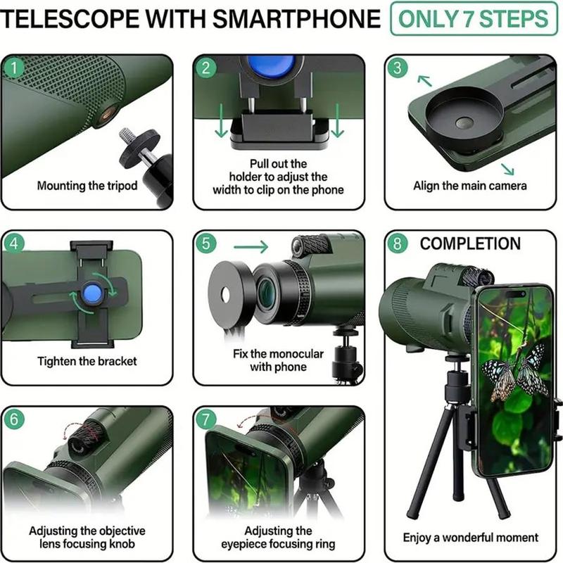 80x100 High Definition Monocular Telescope, Waterproof Monocular Telescope, Outdoor Camping Telescope for Hunting Concert