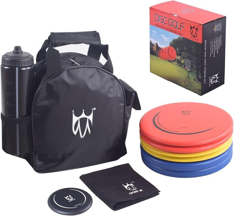 Disc Golf Set, Disc Golf Starter Set,Includes 1 count Bag with Water Bottle Pocket and Accessory Pocket, 2 count Drivers, 2 count Mid-Ranges, 2 count Putters, 1 count Mini Disc Marker and 1 count Towel