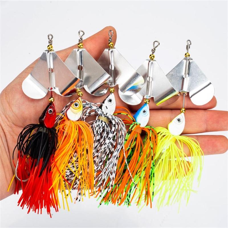 Spinner Fishing Lures, 5 Counts Colorful Artificial Fishing Bait with Hook, Fishing Accessories (Blocking Bead Color is Random), Flyfishing, Solocamping, picnicaesthetic