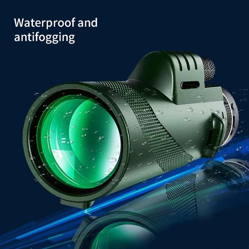 80x100 High Definition Monocular Telescope, Waterproof Monocular Telescope, Outdoor Camping Telescope for Hunting Concert