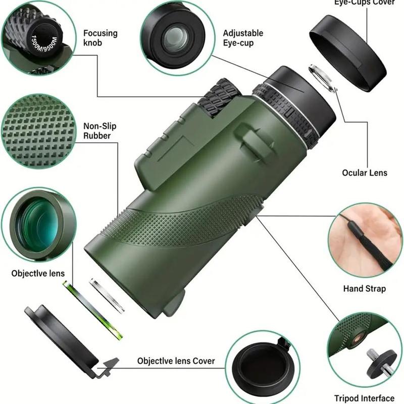 80x100 High Definition Monocular Telescope, Waterproof Monocular Telescope, Outdoor Camping Telescope for Hunting Concert