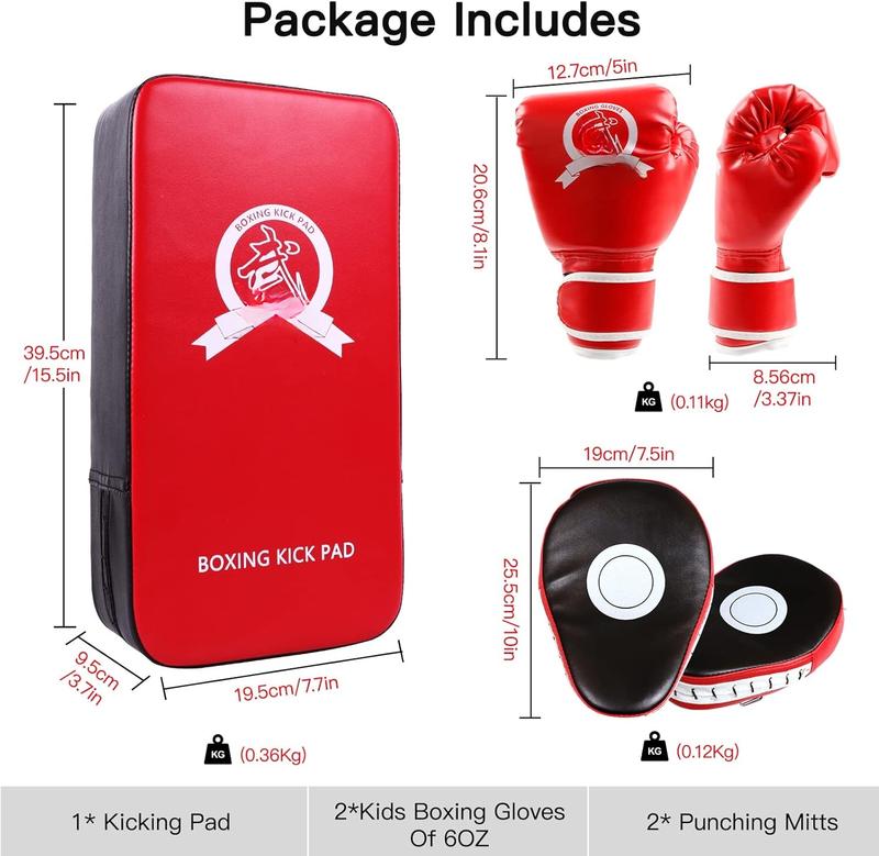 Boxing Equipment for Kids, Kicking Shields Pads Training Gloves Punching Mitts Sparring Gear for Karate, Muay Thai, Taekwondo, Martial Arts Home Gym Workout, Karate Kick Pads for Toddler, Youth