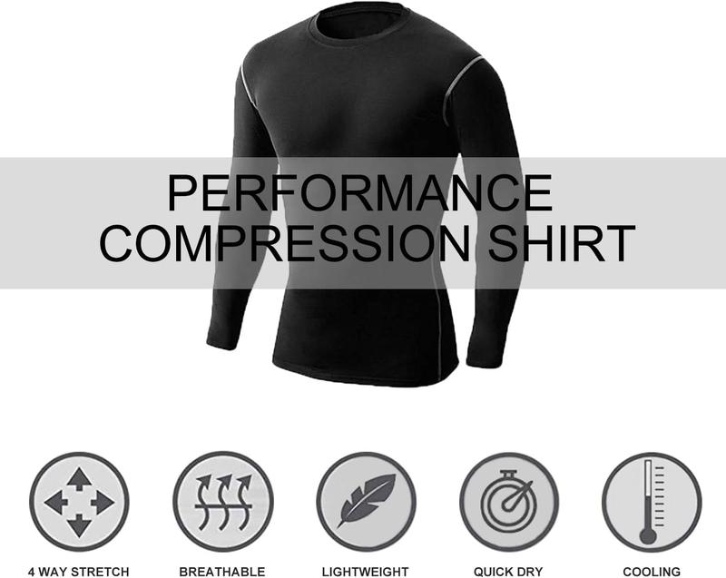 Long Sleeve Compression Shirts for Men 3 Pack Sun Protection Tee Tops Summer Dry Fit Workout Football Undershirt