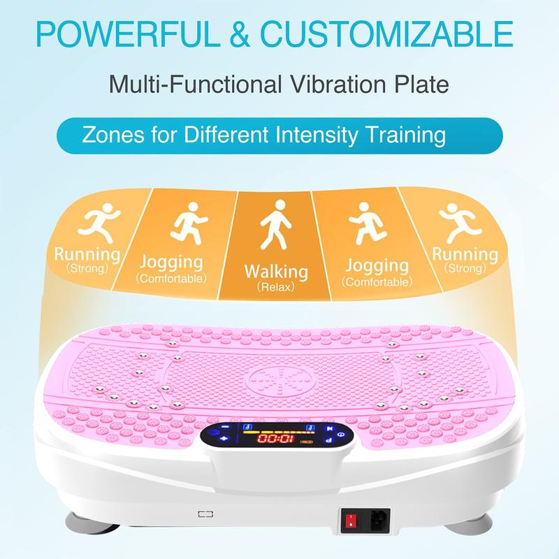 Vibration Plate Exercise Machine,Lymphatic Drainage, Whole Body Workout Vibration Fitness Platform for Home Fitness + Remote + Loop Resistance Bands,Max 300LBS