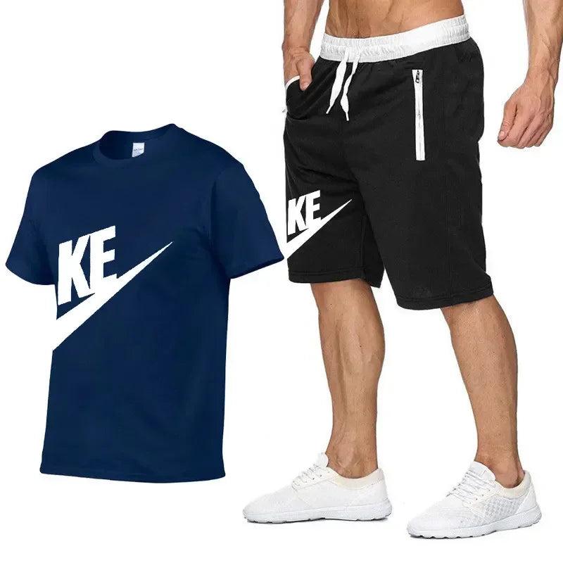 Summer Sets Men's T-shirt + Shorts Suit Brand Short Sleeve Set Printed Cotton Tshirts Jogging Sweatpants Male Sportswear 2024