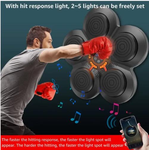 Smart Music Boxing Machine Bluetooth Wall Target Training Exercise with Gloves