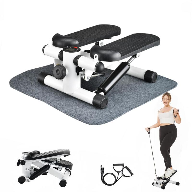 Mini Stepper with Resistance Band, Stair Stepping FitnessExercise Home Workout Equipment for Full Body Workout,Step Machine w LCD Monitor vibrationalplates