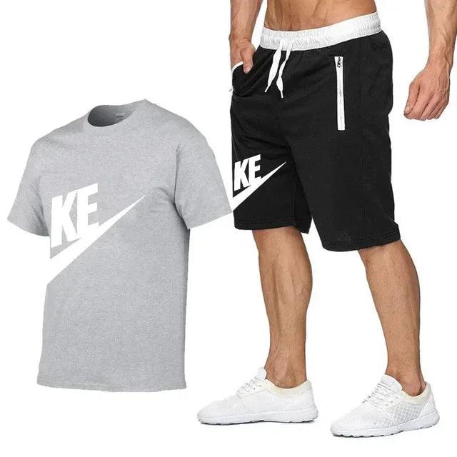 Summer Sets Men's T-shirt + Shorts Suit Brand Short Sleeve Set Printed Cotton Tshirts Jogging Sweatpants Male Sportswear 2024