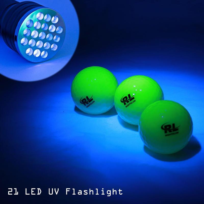 RBL Glow Golf Balls for Night Sports - Tournament Fluorescent Glowing in The Dark Golf Ball - Long Lasting Bright Luminous Balls