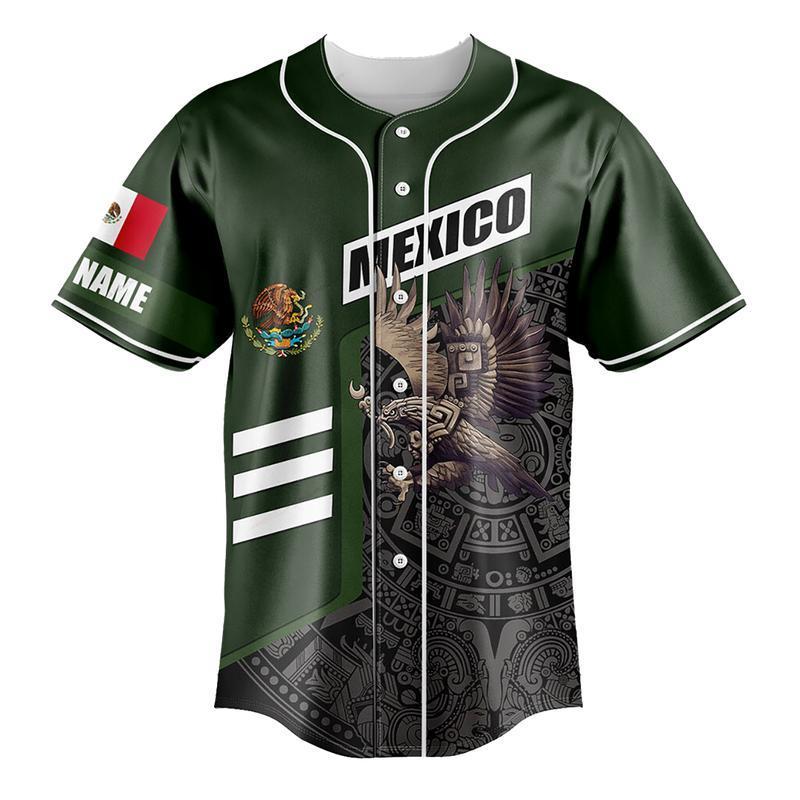 Multi Designs Customize Mexico 3d Camo Coat Of Arms Baseball Jersey Shirt