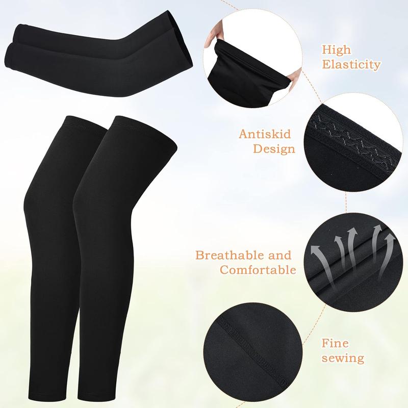 4 Pairs  Leg Sleeves  and Arm Sleeves Youth Leg Sleeves Arm Wraps for Cycling Basketball