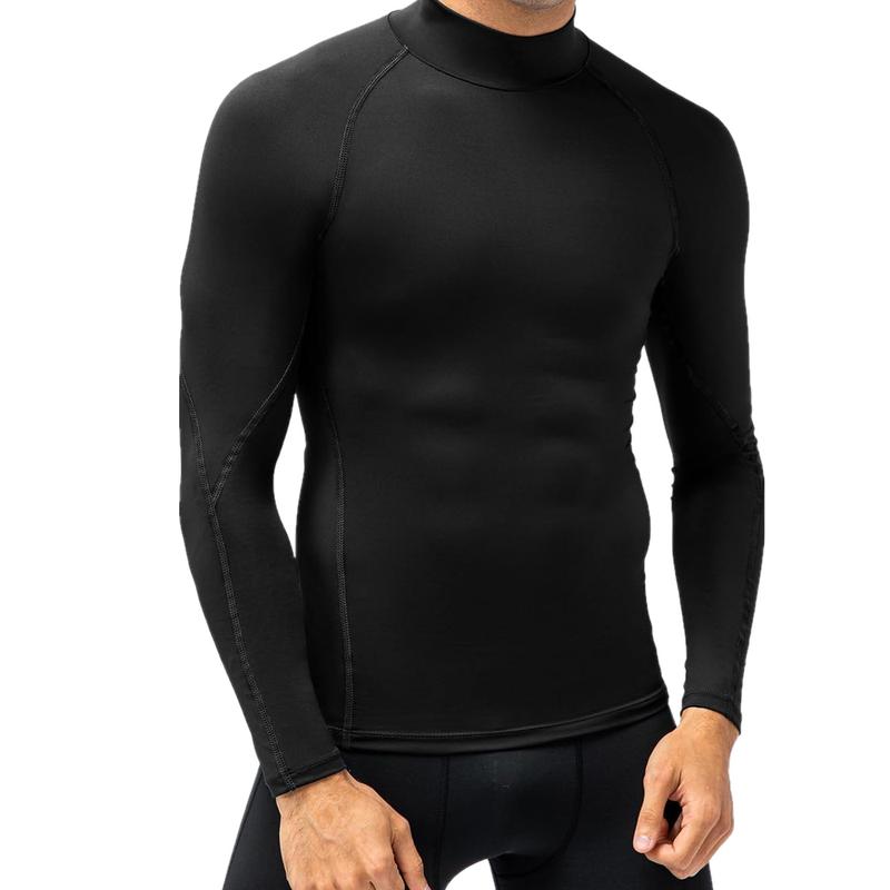 Mens Mock Turtleneck Compression Shirt Long Sleeve Dry Fit UV Protection Cool Shirts Athletic Running Shirt