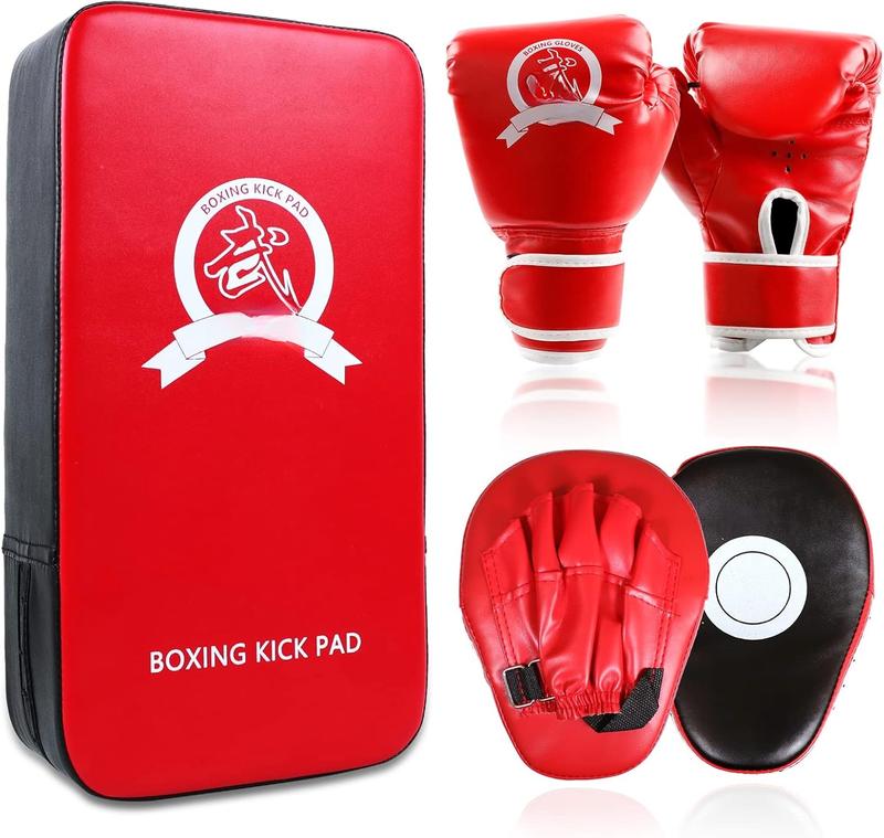 Boxing Equipment for Kids, Kicking Shields Pads Training Gloves Punching Mitts Sparring Gear for Karate, Muay Thai, Taekwondo, Martial Arts Home Gym Workout, Karate Kick Pads for Toddler, Youth