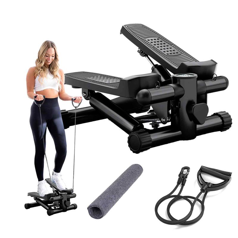 Mini  Stepper, Hydraulic Fitness Stepper with Resistance Bands and Display