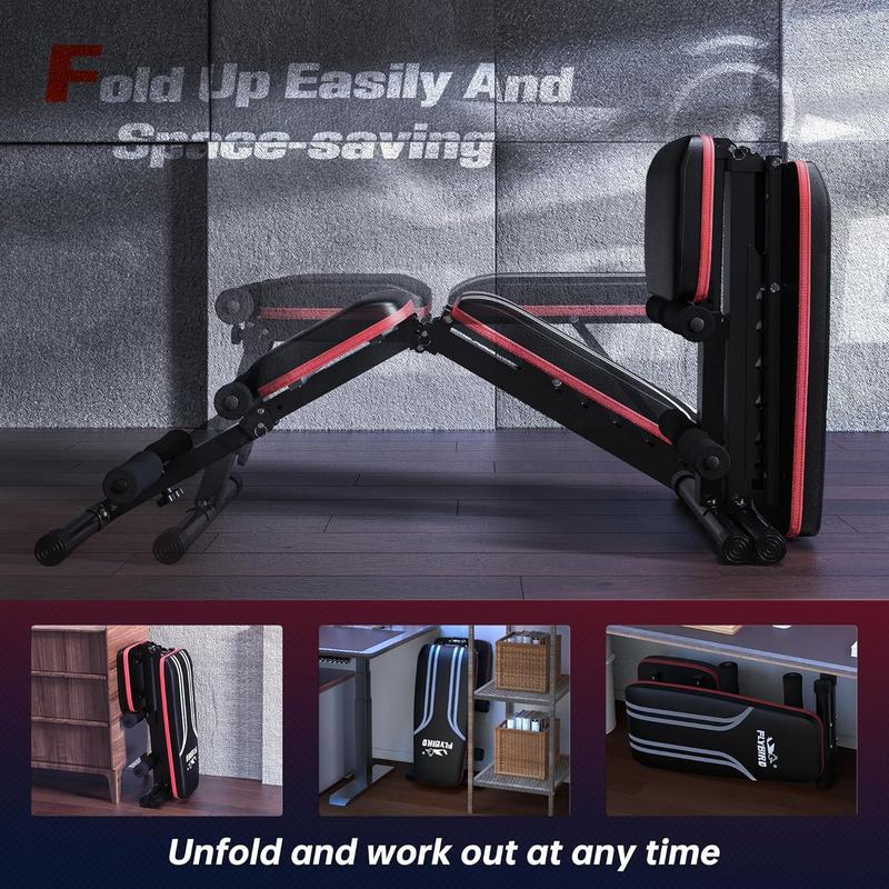 Adjustable Weight Bench Workout Bench for Home Gym, 15 Degree Decline Sit-Up, Resistance Bands No Resistance Bands