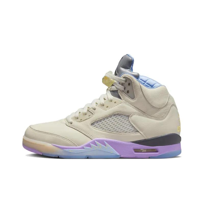 Jordan 5 winter hot item, beige purple patchwork retro trendy casual shoes, anti slip and shock-absorbing fashionable basketball sports shoes Jordans 4 6 11 13