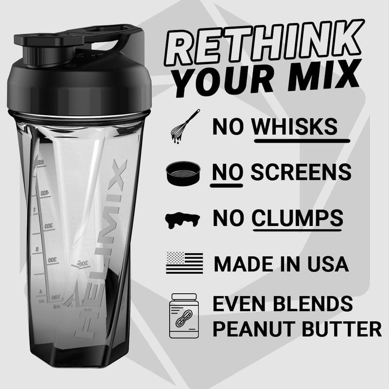 HELIMIX 2.0 Vortex Blender Shaker Bottle Holds upto 28oz | No Blending Ball or Whisk | USA Made | Portable Pre Workout Whey Protein Drink Cup | Mixes Cocktails Smoothies Shakes | Top Rack Safe