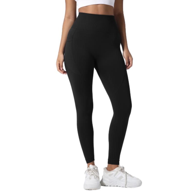 Solid Color Quick Drying High Waist Sports Legging With Pocket,Fitness Running Workout Yoga Tight Pants,Women's Activewear