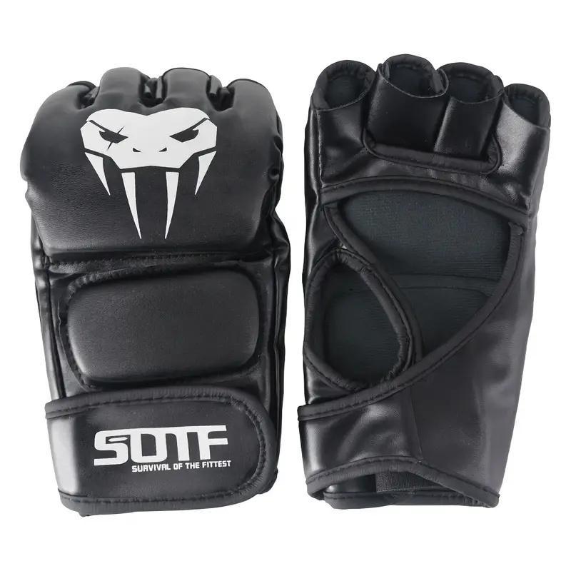 1 Pair Half Finger Boxing Gloves, Protective Training Gloves for Sanda Boxing, Sports Accessories, Gym Accessories