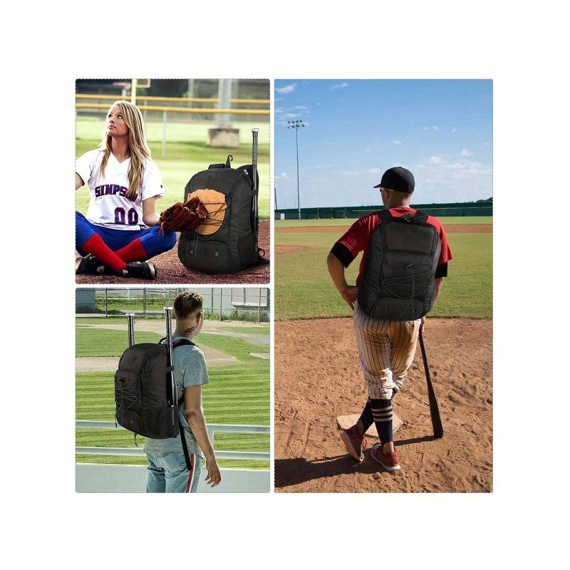 Baseball Backpack, Softball Bat Bag With Shoe Compartment, For Youth, Boys And Adults, Lightweight Baseball Bags With Fence Hook To Hold Tball Bat, Batting Glove, Helmet, Cap, Teeball Equipment