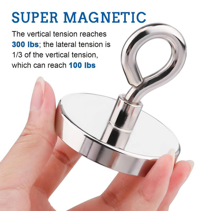 Round Magnetic Fishing Magnet, 1 Count Strong Round Magnet with Lifting Eye-bolt for Retrieving Items in Lake, Beach, Lawn & House