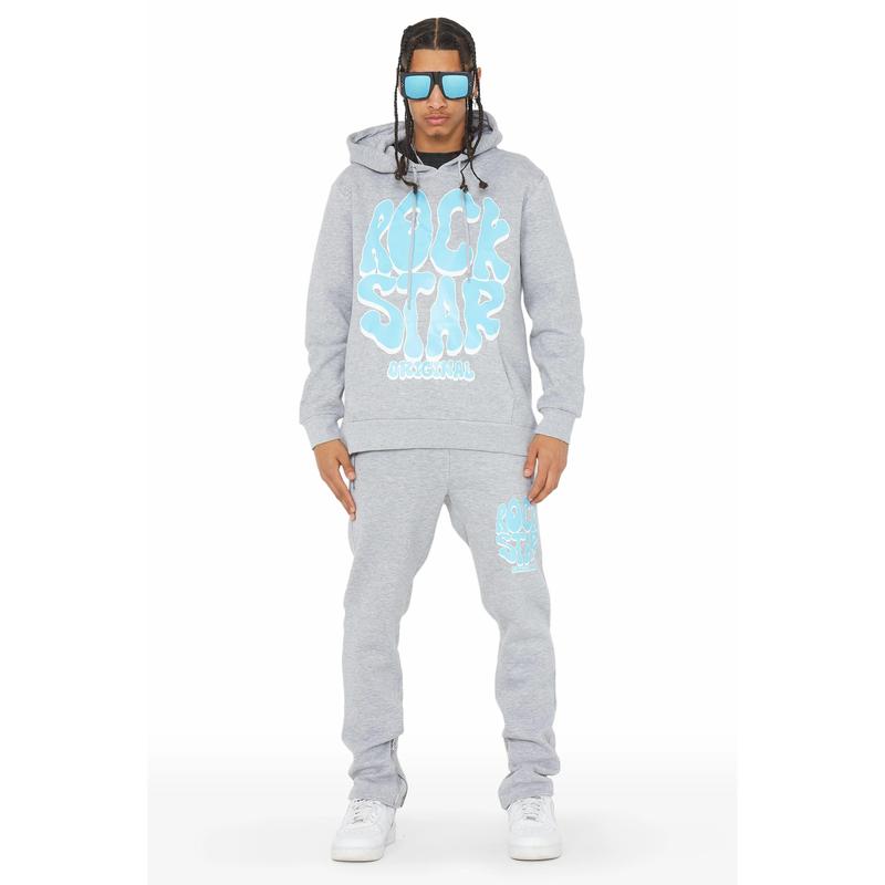 Warblen Grey Blue Slim Fit Track Set