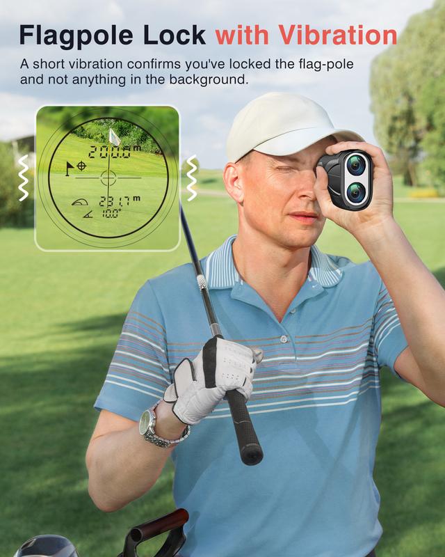 Golf Rangefinder Laser Range Finder with Slope, 1200Yards, 7X Magnification for Golf Hunting with Flag Pole Lock Vibration, Magnet Stripe Rechargeable