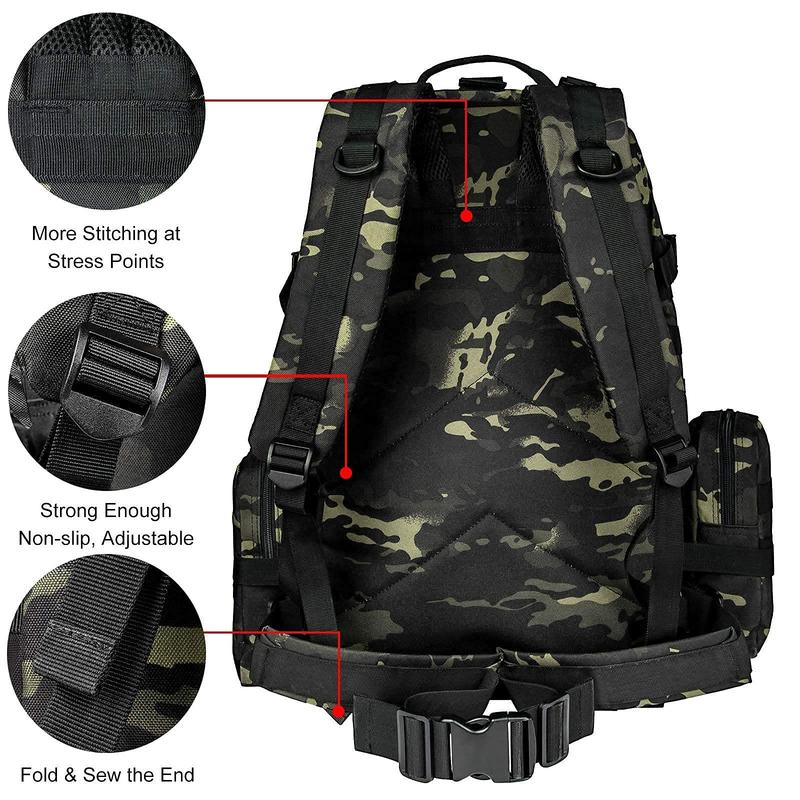 CVLIFE Tactical Backpack Military Army Rucksack 60L Large Assault Pack Detachable Molle Bag