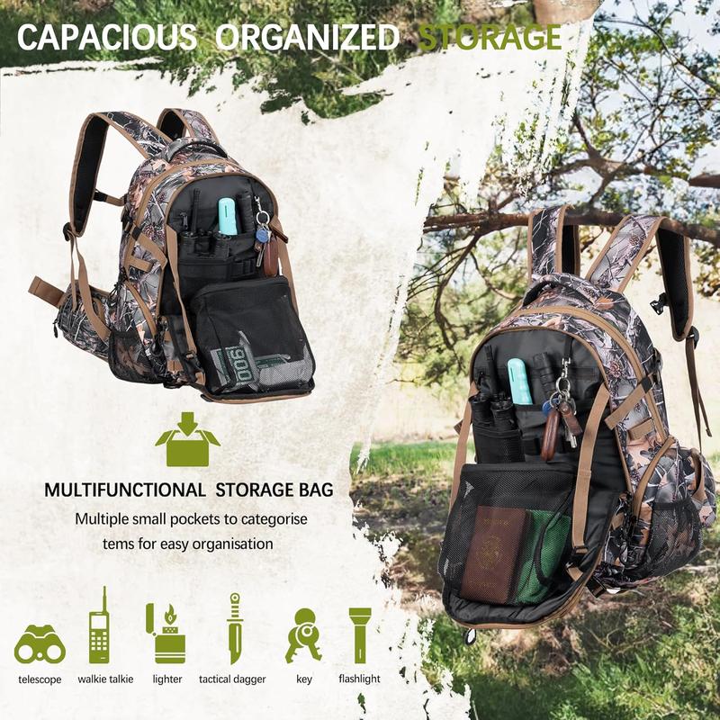 600D Waterproof Hunting Backpack for Men,Camo Hunting Pack with Bow Holder