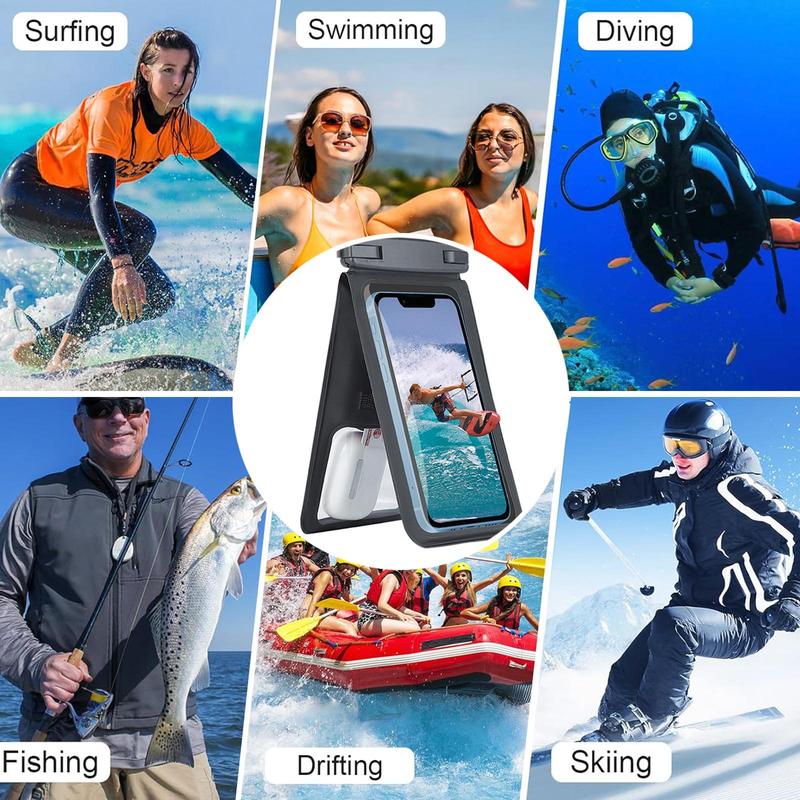 Double Space Waterproof Mobile Phone Bag With Adjustable Shoulder Strap, Large Capacity Clear Phone Storage Bag, Sealed Plastic Bag for Swimming Surfing Diving